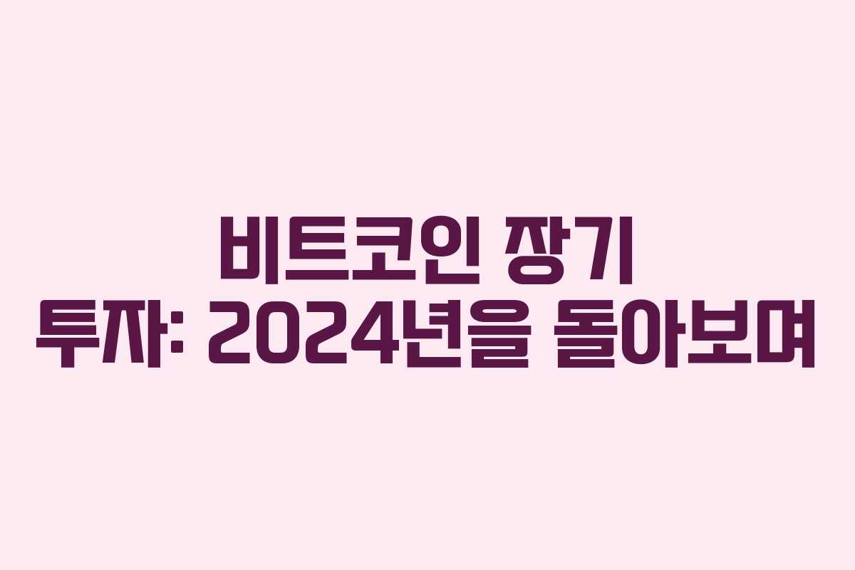 비트코인 장기 투자: 2024년을 돌아보며