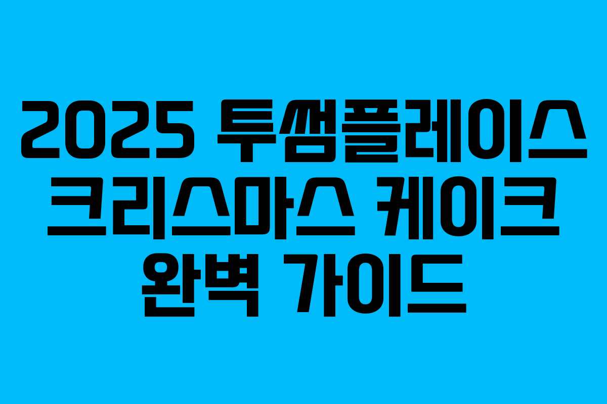 2025 투썸플레이스 크리스마스 케이크 완벽 가이드