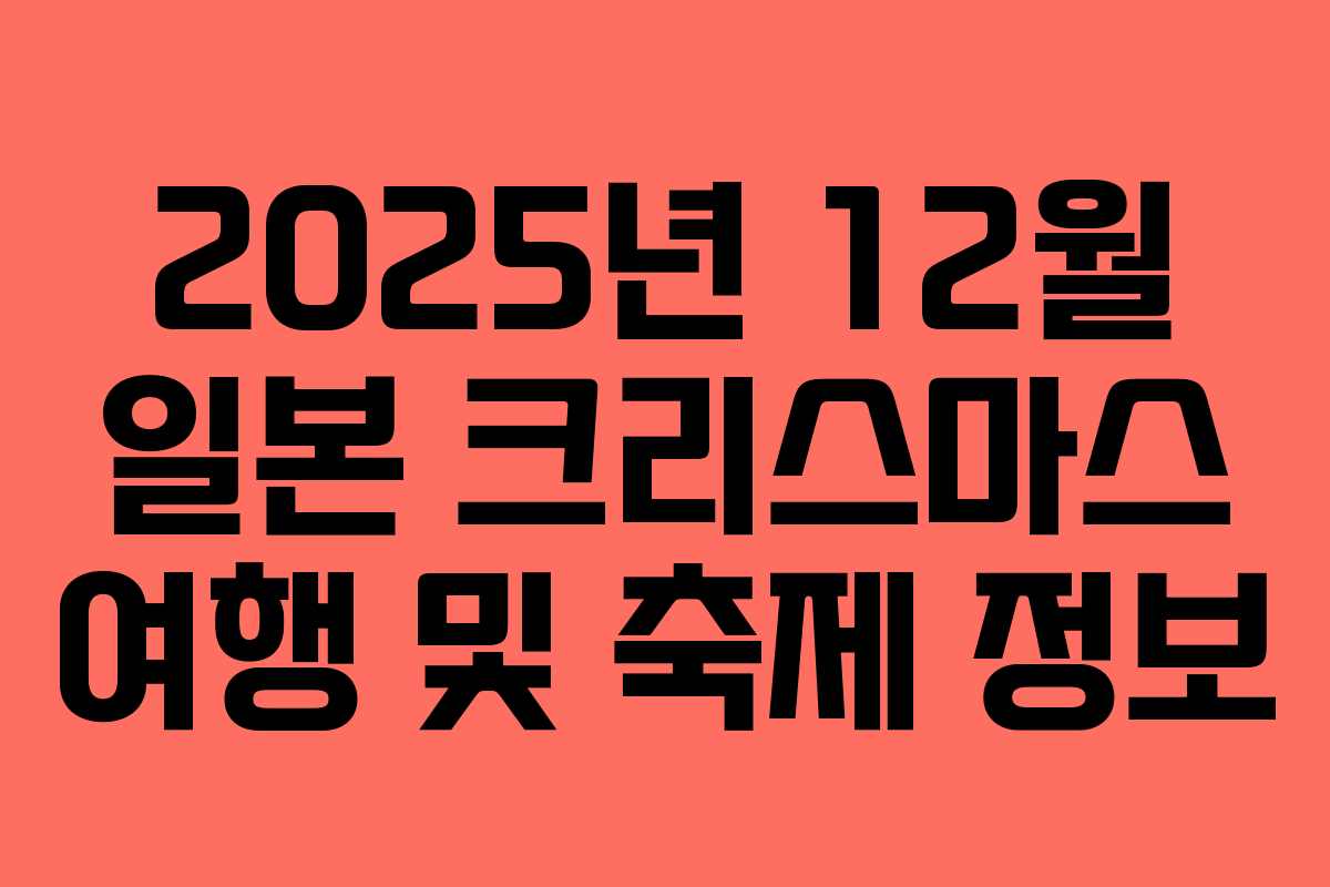 2025년 12월 일본 크리스마스 여행 및 축제 정보