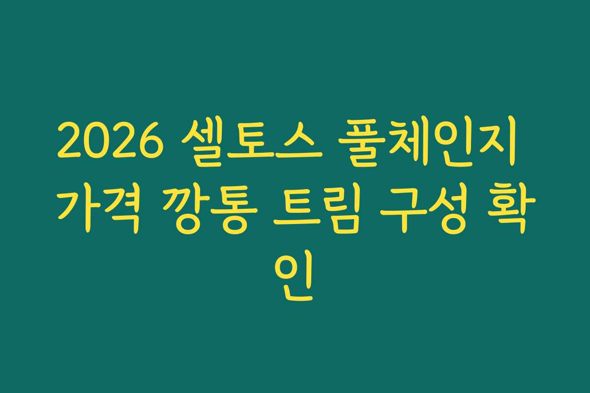 2026 셀토스 풀체인지 가격 깡통 트림 구성 확인
