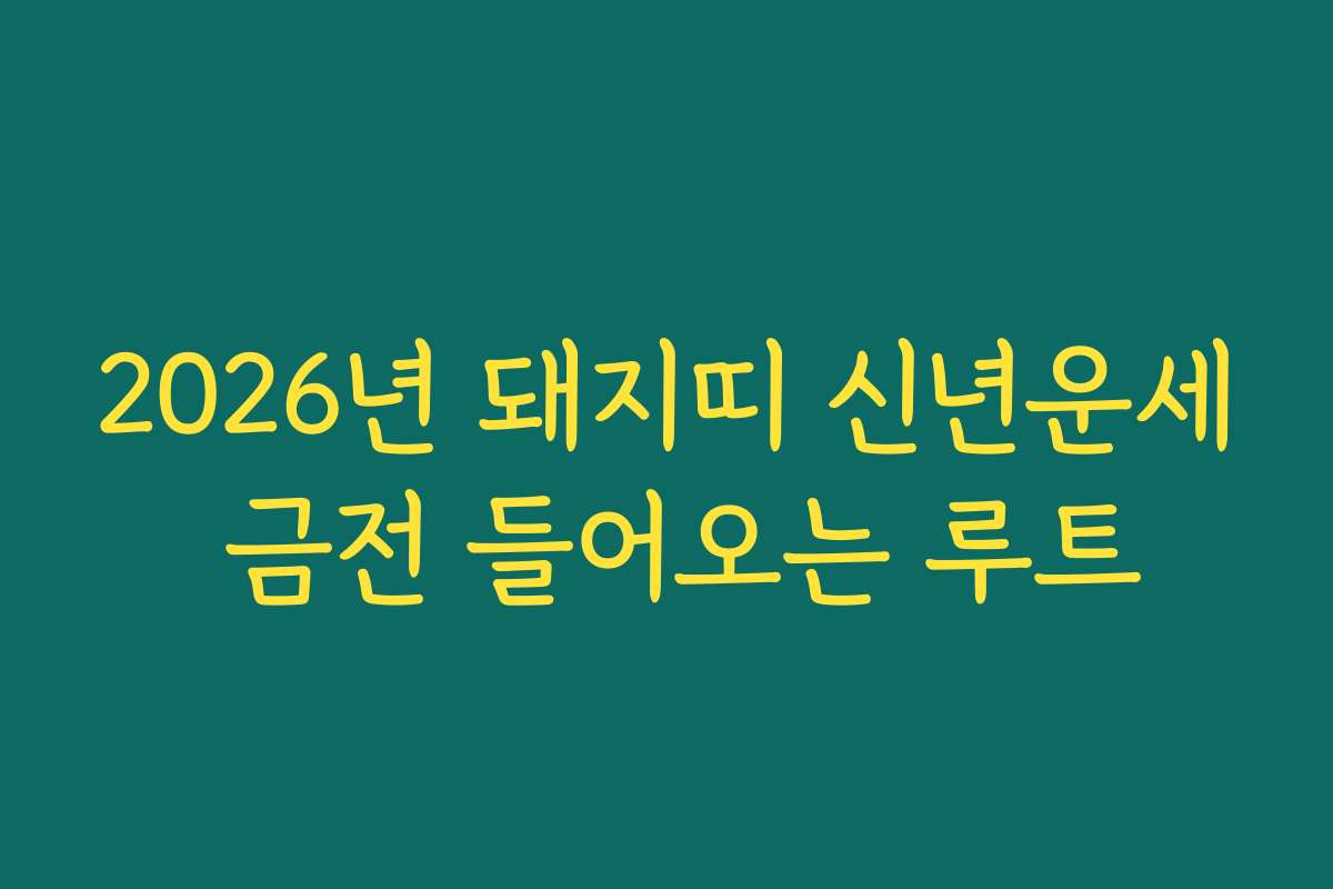 2026년 돼지띠 신년운세 금전 들어오는 루트