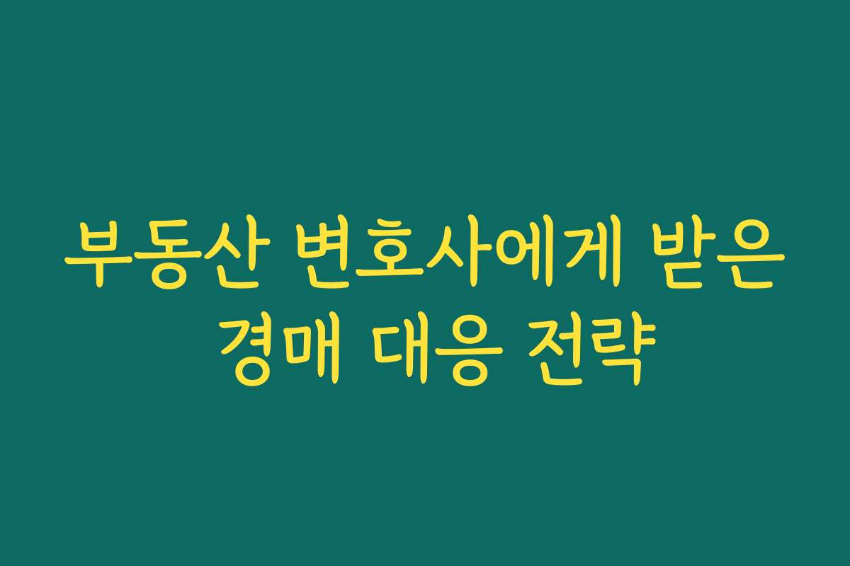 부동산 변호사에게 받은 경매 대응 전략