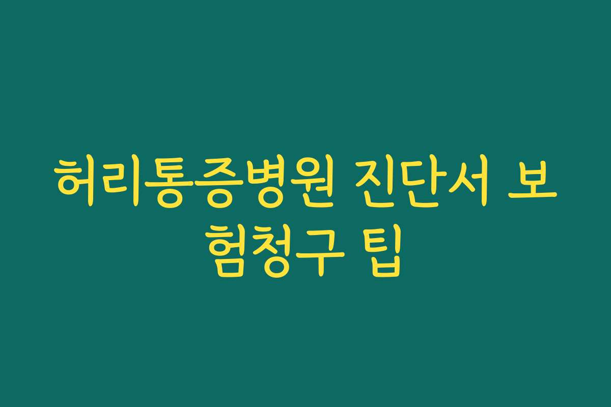 허리통증병원 진단서 보험청구 팁