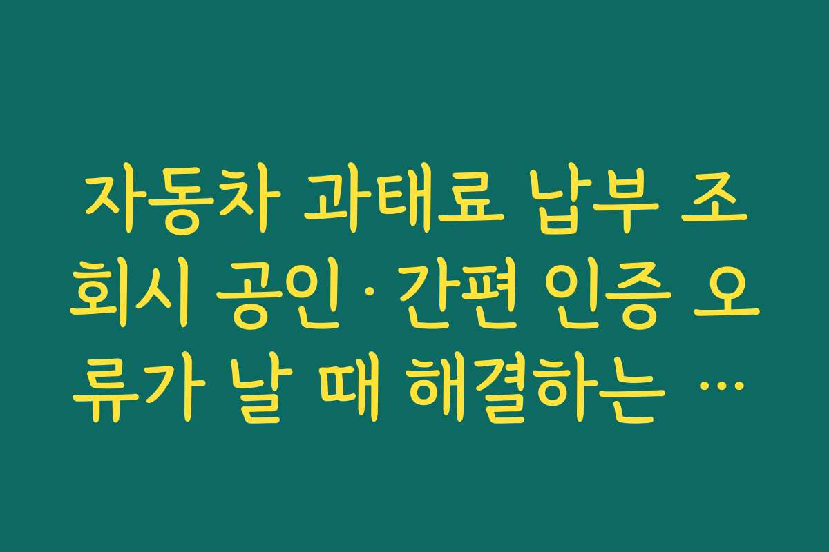 자동차 과태료 납부 조회시 공인·간편 인증 오류가 날 때 해결하는 기본 점검 목록