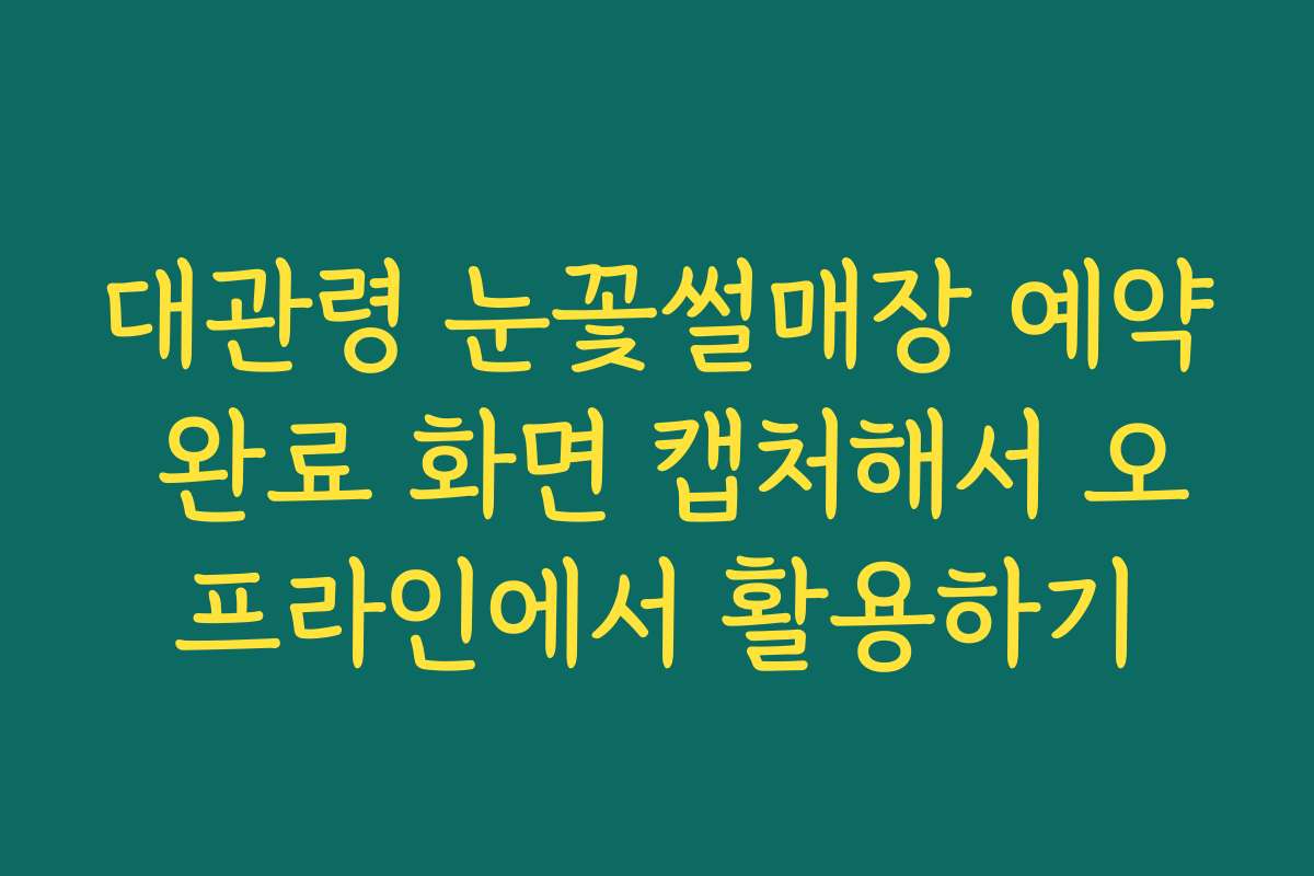 대관령 눈꽃썰매장 예약 완료 화면 캡처해서 오프라인에서 활용하기