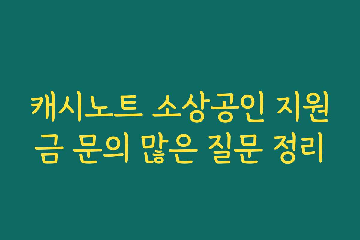 캐시노트 소상공인 지원금 문의 많은 질문 정리