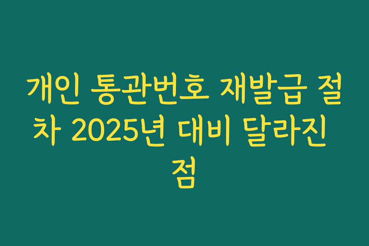 개인 통관번호 재발급 절차 2025년 대비 달라진 점
