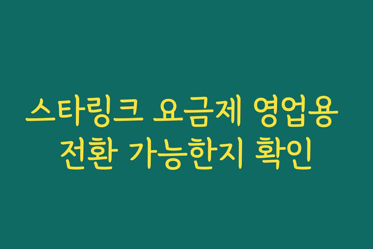 스타링크 요금제 영업용 전환 가능한지 확인