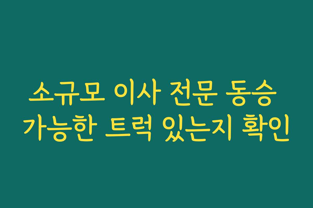 소규모 이사 전문 동승 가능한 트럭 있는지 확인