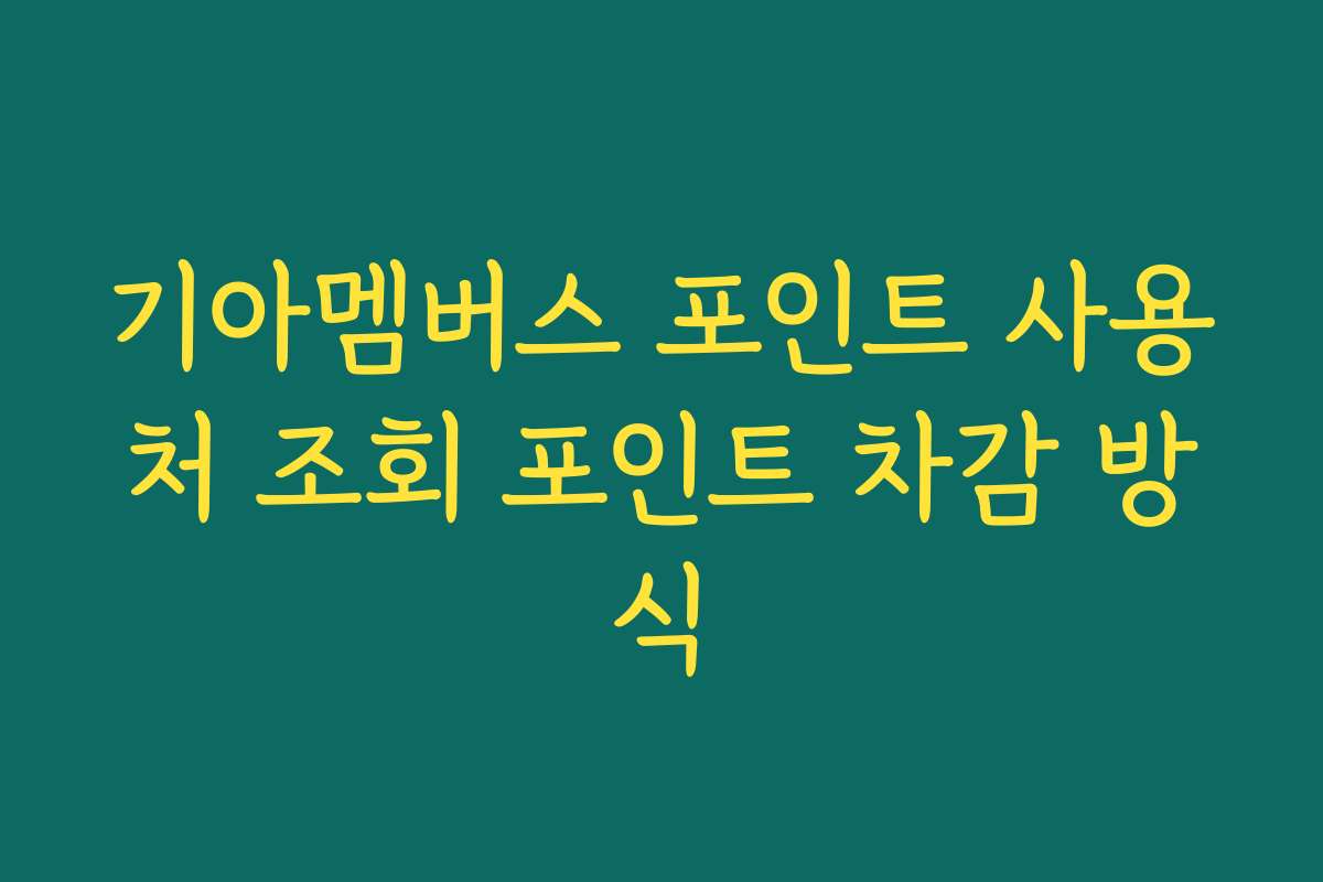 기아멤버스 포인트 사용처 조회 포인트 차감 방식