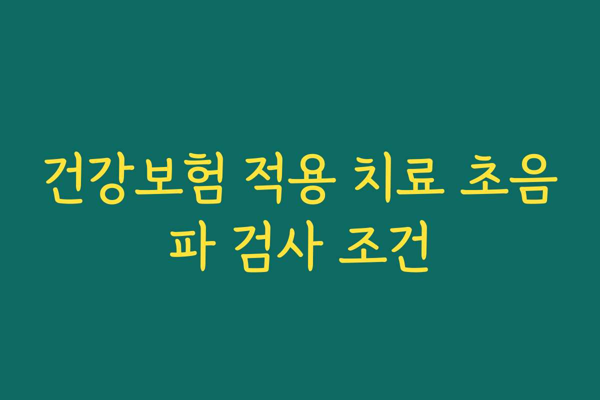 건강보험 적용 치료 초음파 검사 조건