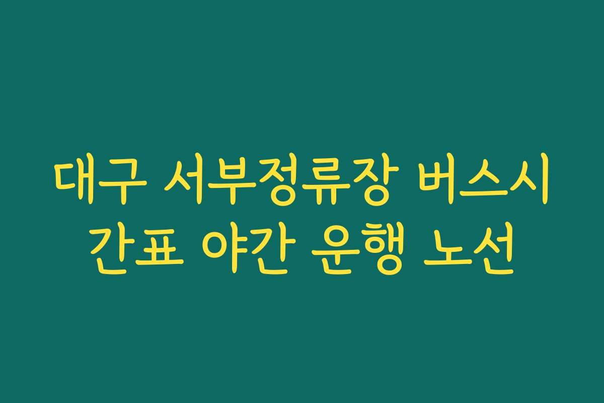 대구 서부정류장 버스시간표 야간 운행 노선