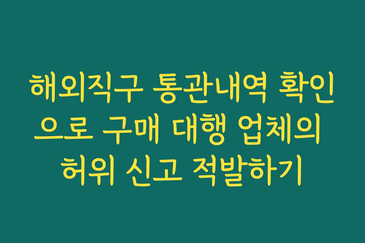 해외직구 통관내역 확인으로 구매 대행 업체의 허위 신고 적발하기