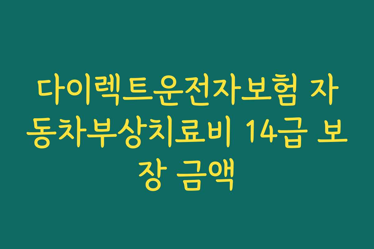 다이렉트운전자보험 자동차부상치료비 14급 보장 금액
