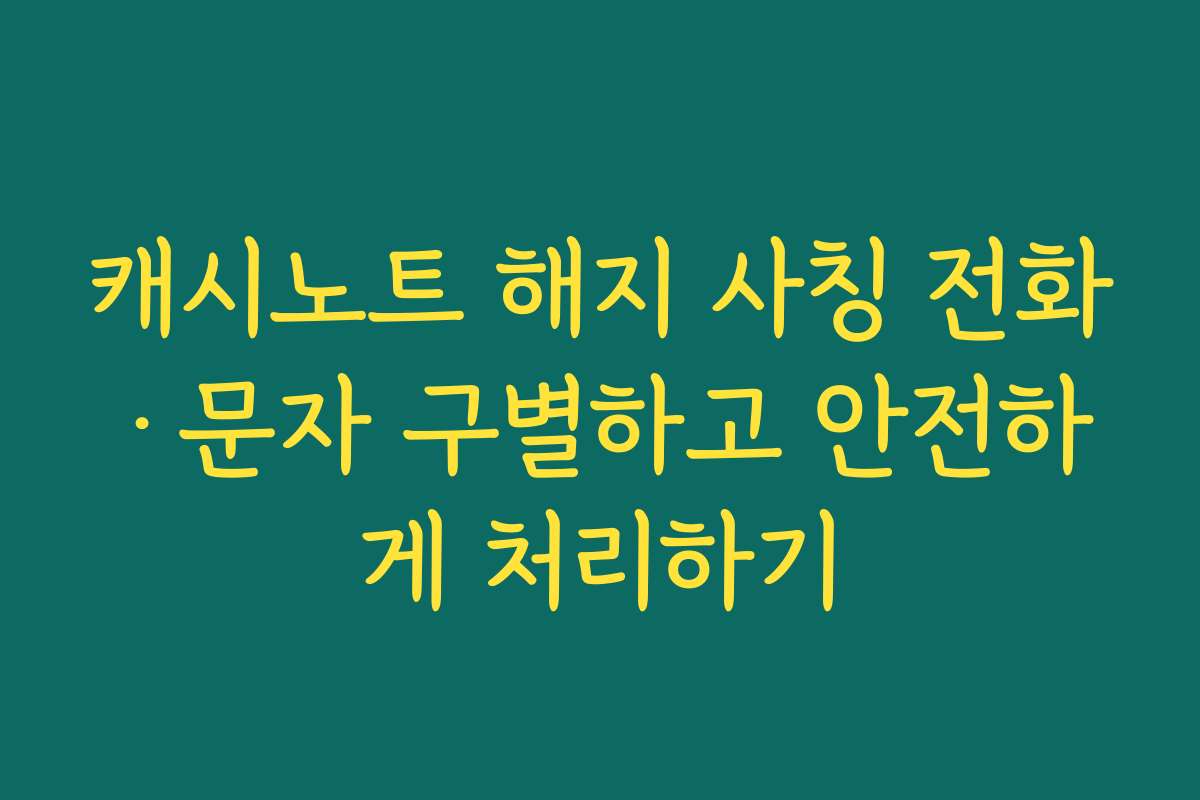 캐시노트 해지 사칭 전화·문자 구별하고 안전하게 처리하기