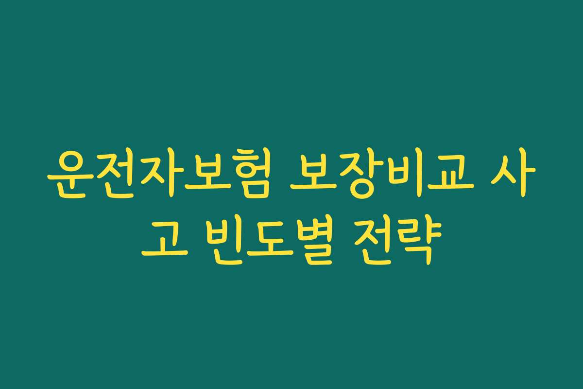 운전자보험 보장비교 사고 빈도별 전략