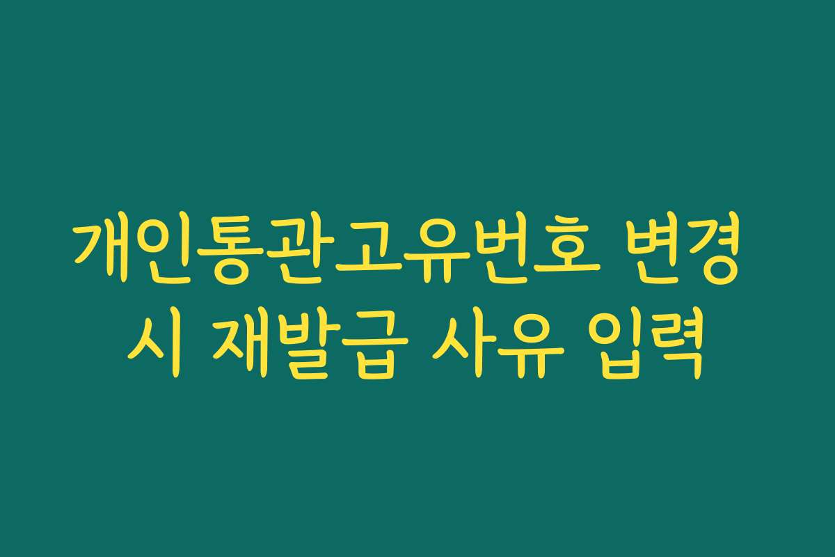 개인통관고유번호 변경 시 재발급 사유 입력