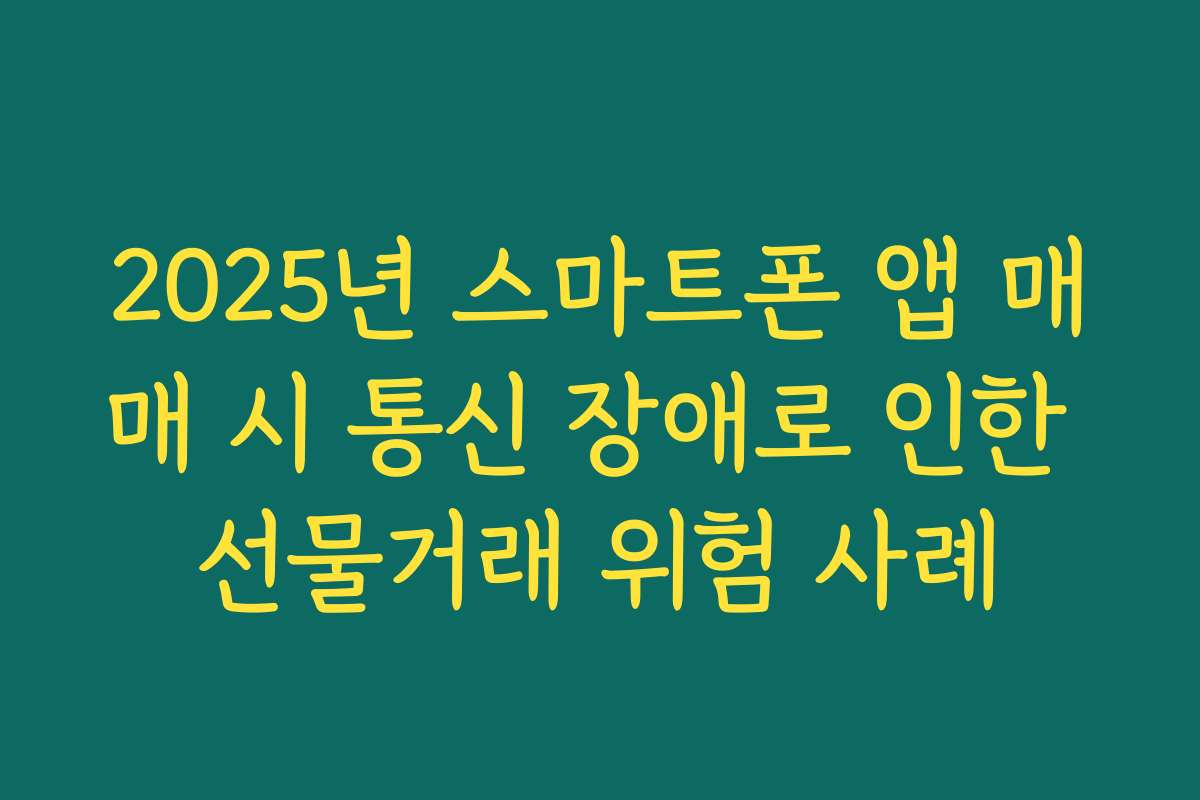 2025년 스마트폰 앱 매매 시 통신 장애로 인한 선물거래 위험 사례