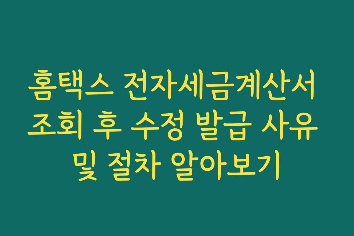 홈택스 전자세금계산서 조회 후 수정 발급 사유 및 절차 알아보기