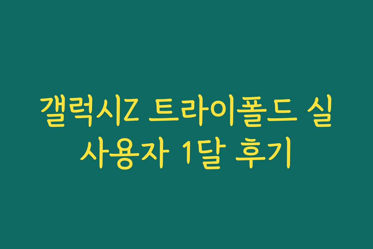 갤럭시Z 트라이폴드 실사용자 1달 후기