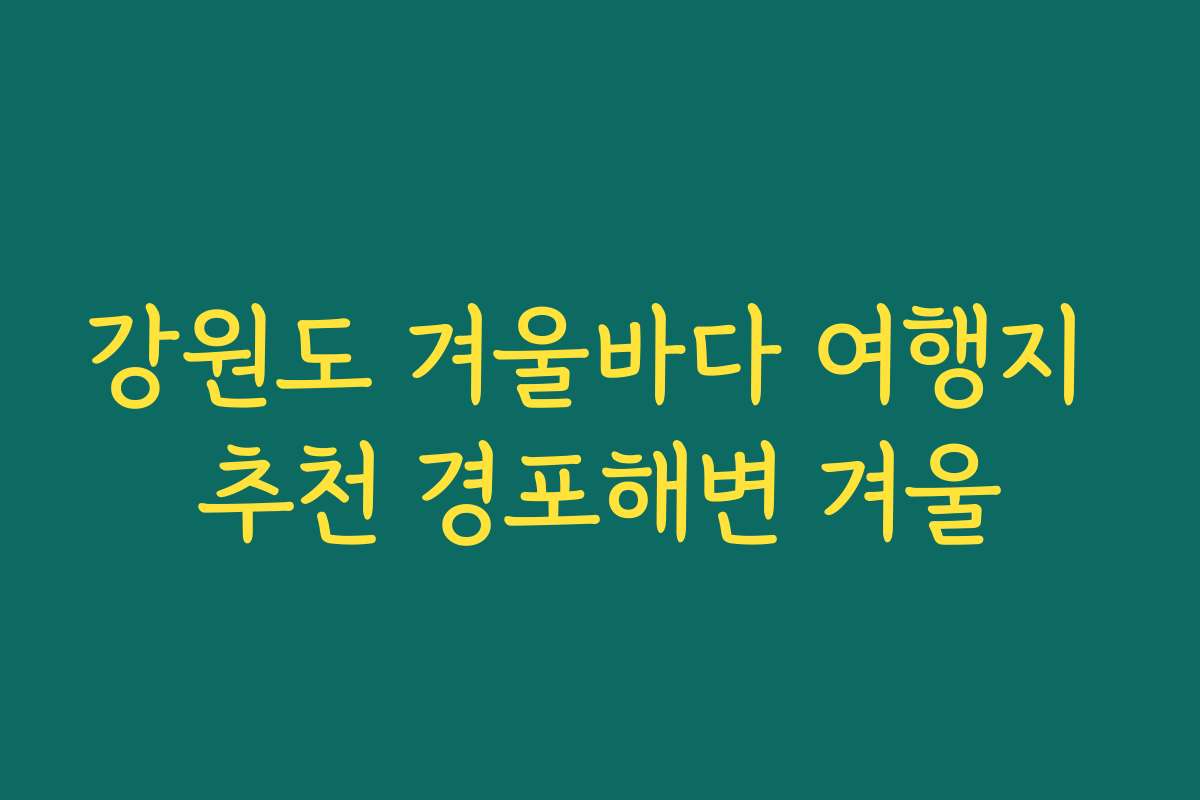 강원도 겨울바다 여행지 추천 경포해변 겨울