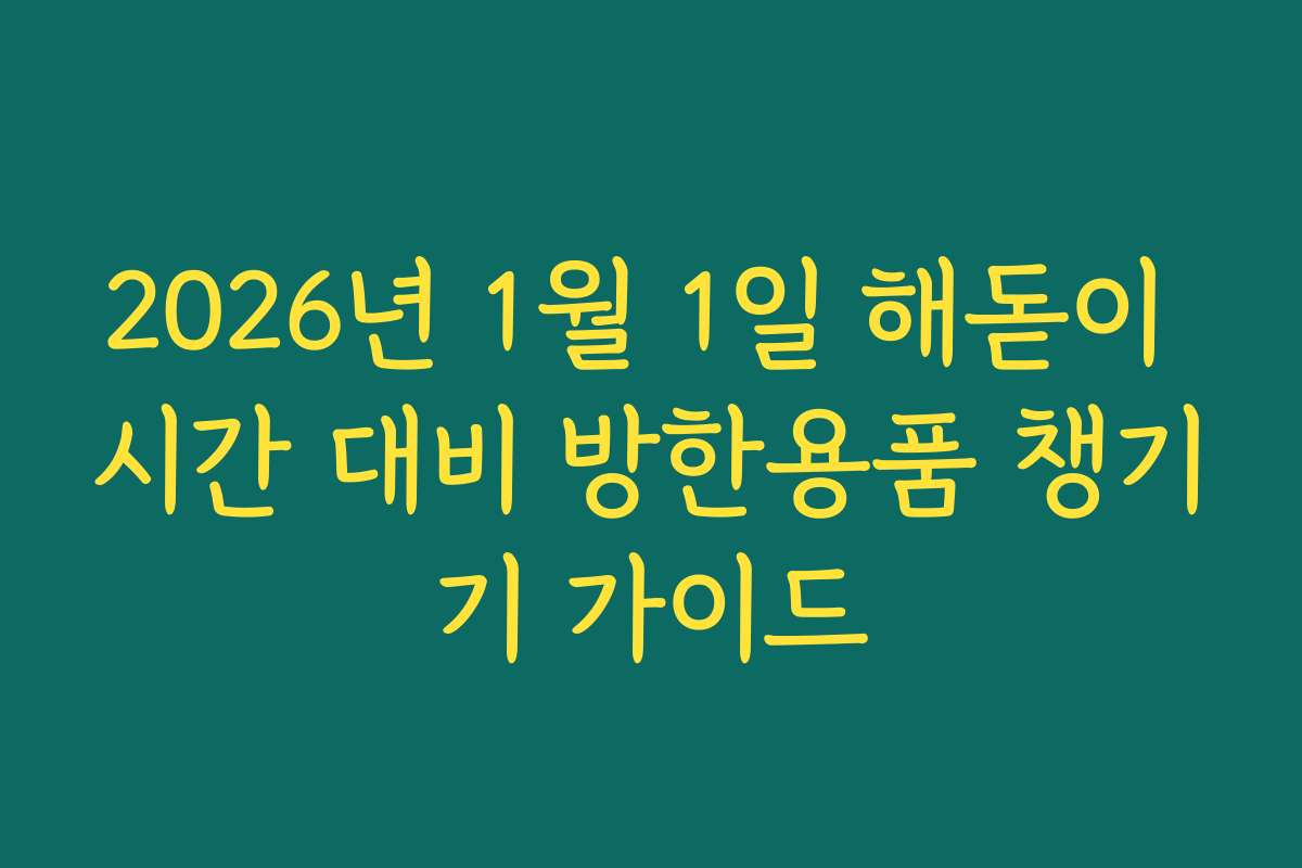 2026년 1월 1일 해돋이 시간 대비 방한용품 챙기기 가이드
