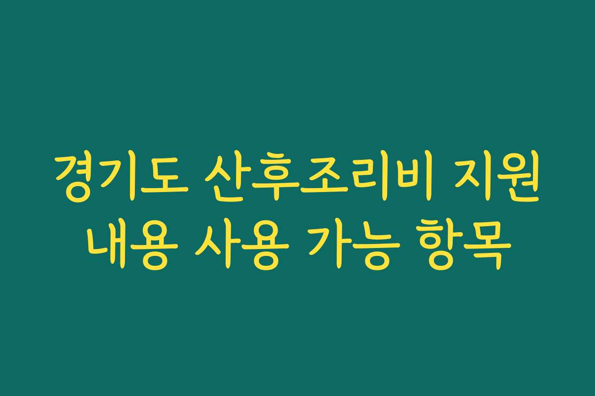 경기도 산후조리비 지원내용 사용 가능 항목