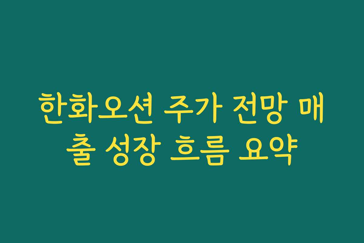 한화오션 주가 전망 매출 성장 흐름 요약