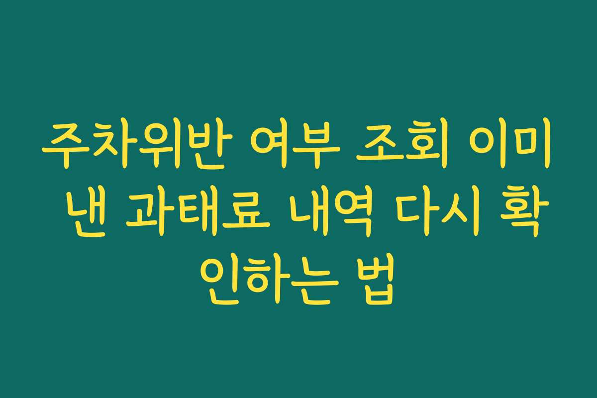 주차위반 여부 조회 이미 낸 과태료 내역 다시 확인하는 법