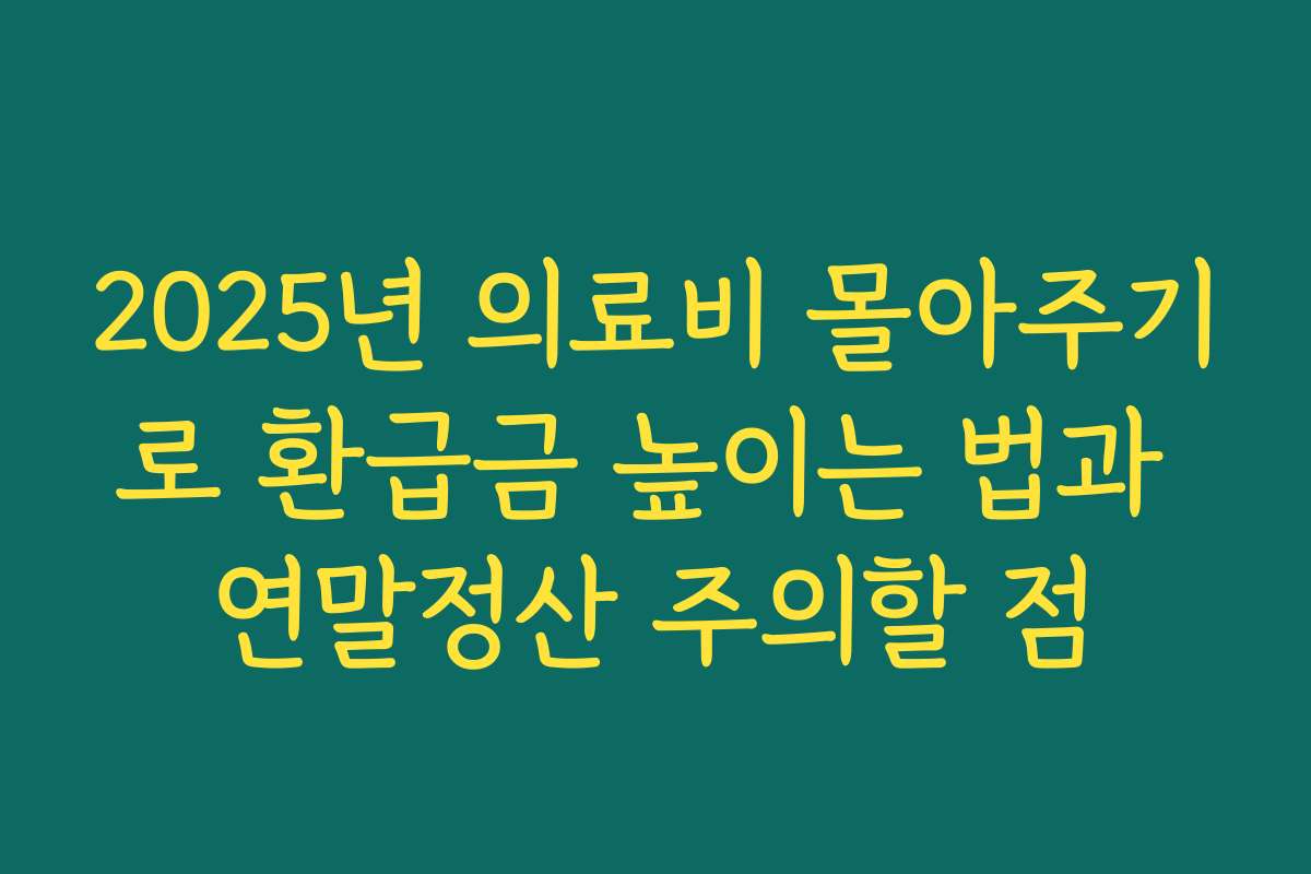 2025년 의료비 몰아주기로 환급금 높이는 법과 연말정산 주의할 점