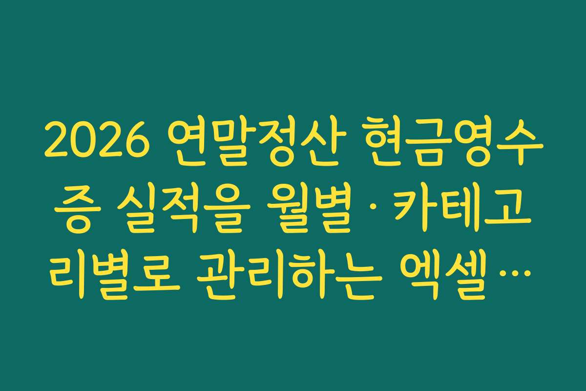 2026 연말정산 현금영수증 실적을 월별·카테고리별로 관리하는 엑셀·앱 활용법