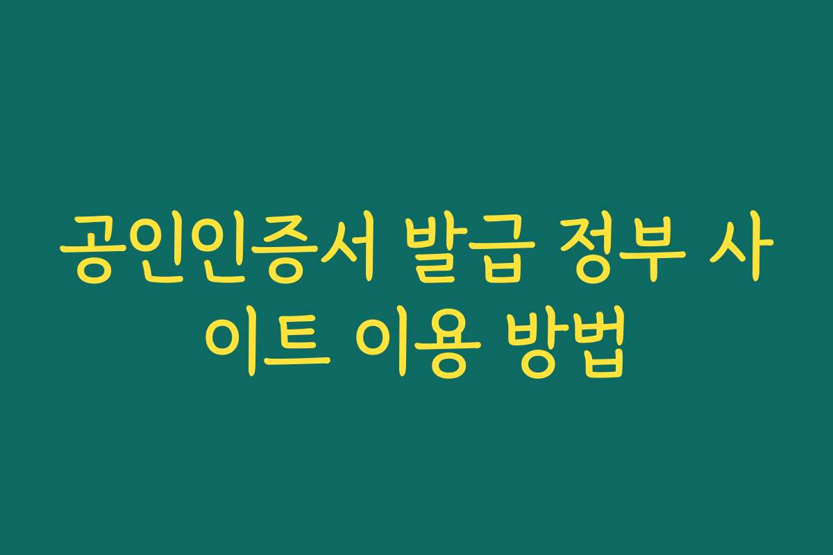 공인인증서 발급 정부 사이트 이용 방법