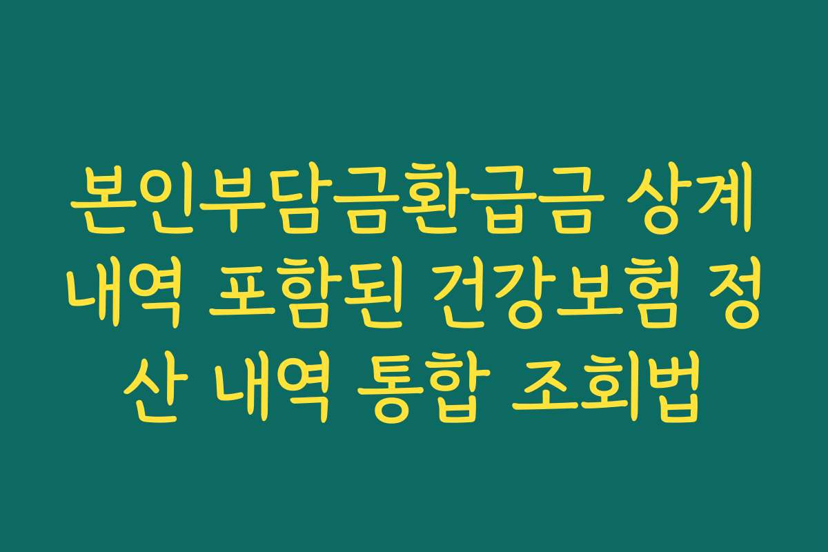 본인부담금환급금 상계내역 포함된 건강보험 정산 내역 통합 조회법