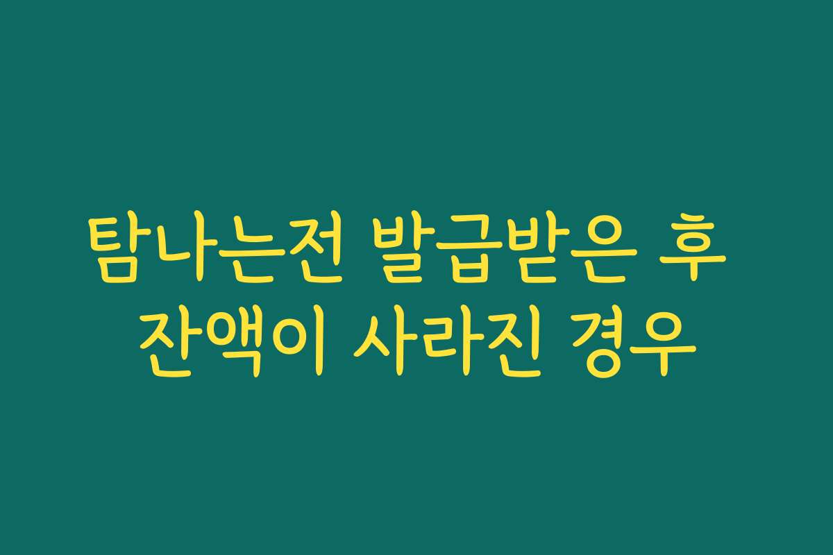 탐나는전 발급받은 후 잔액이 사라진 경우
