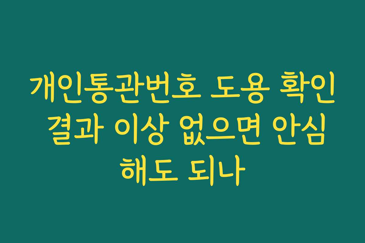 개인통관번호 도용 확인 결과 이상 없으면 안심해도 되나