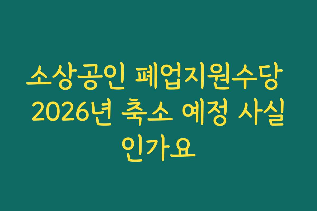 소상공인 폐업지원수당 2026년 축소 예정 사실인가요