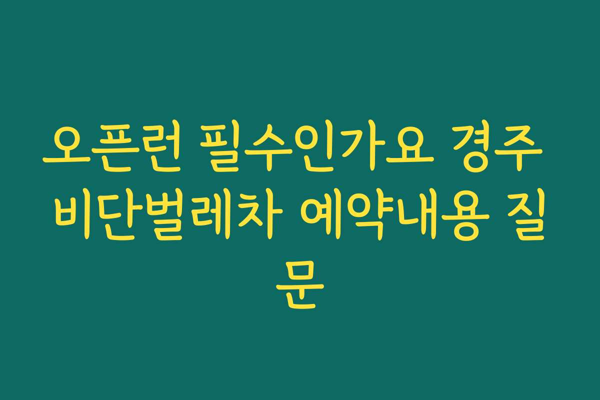 오픈런 필수인가요 경주 비단벌레차 예약내용 질문