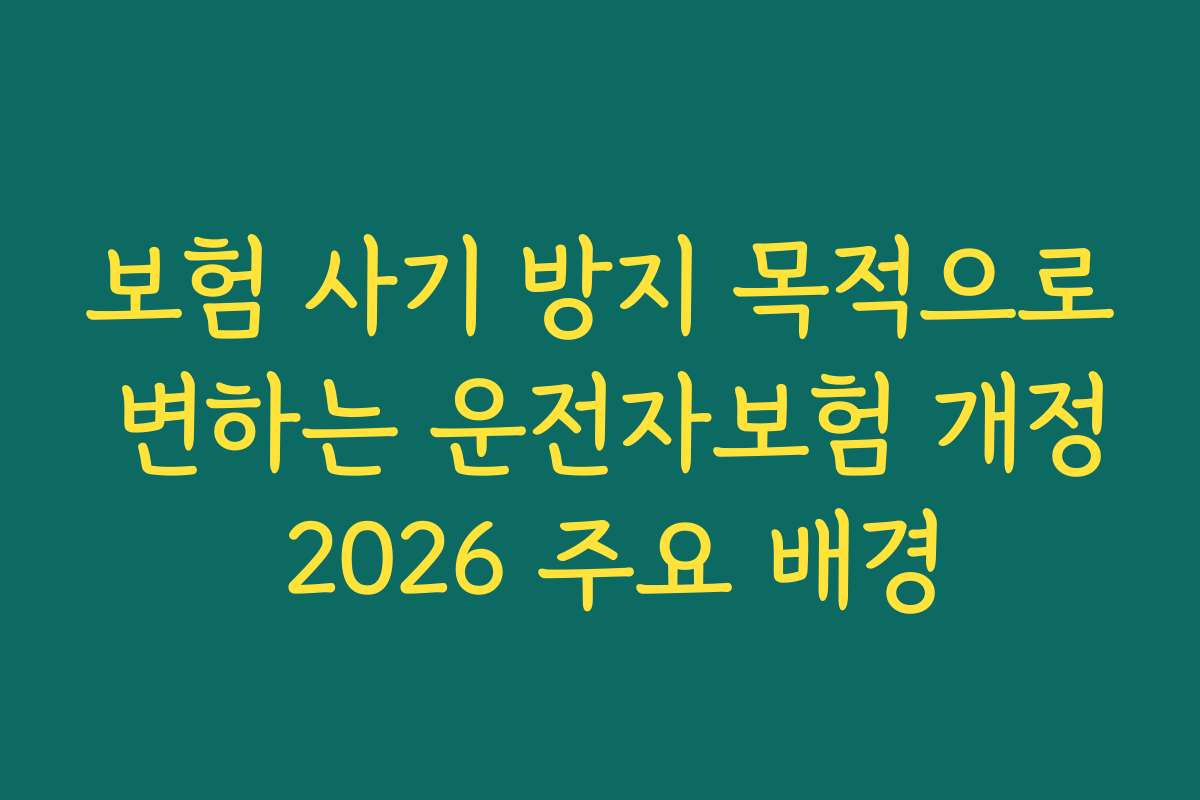 보험 사기 방지 목적으로 변하는 운전자보험 개정 2026 주요 배경