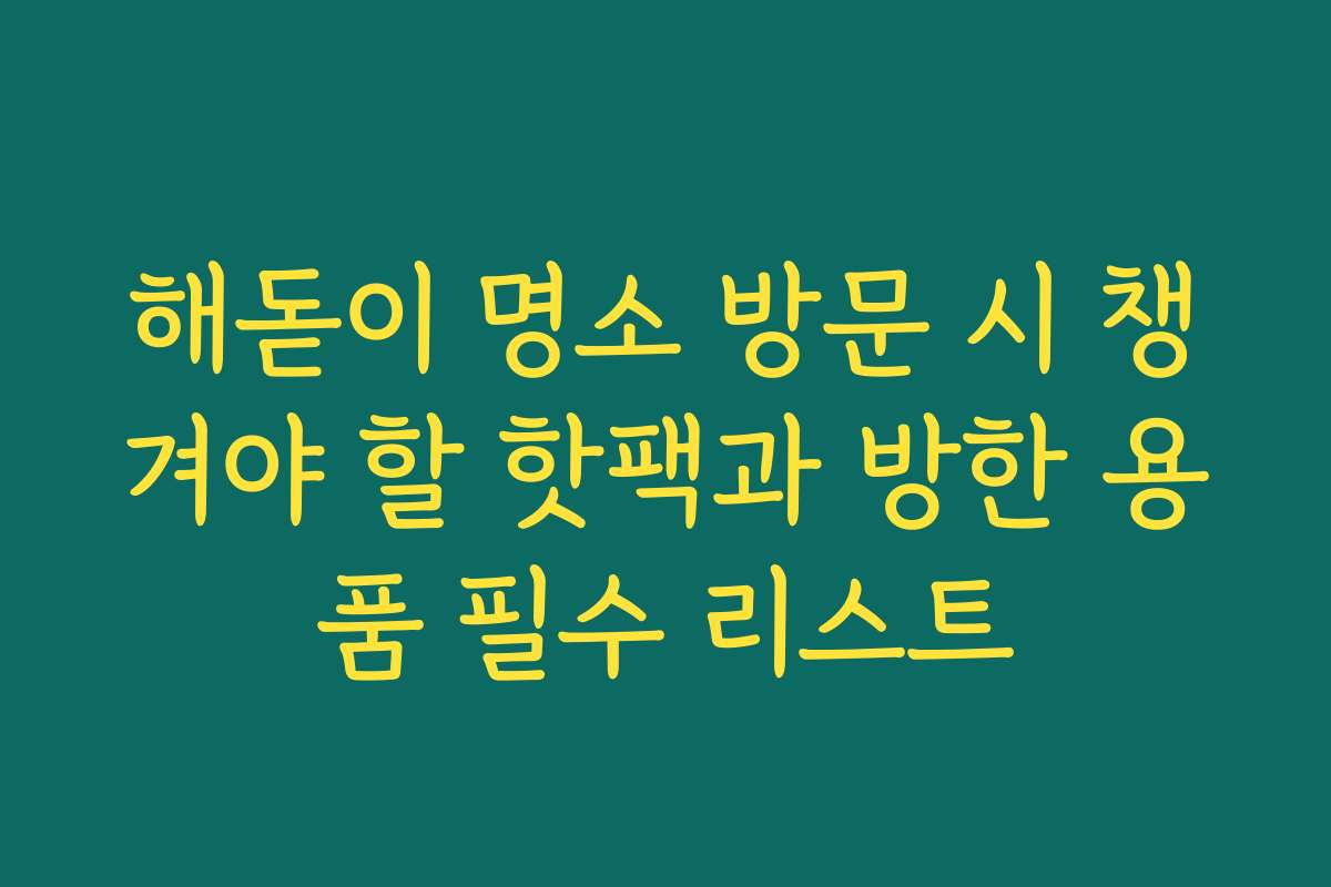 해돋이 명소 방문 시 챙겨야 할 핫팩과 방한 용품 필수 리스트