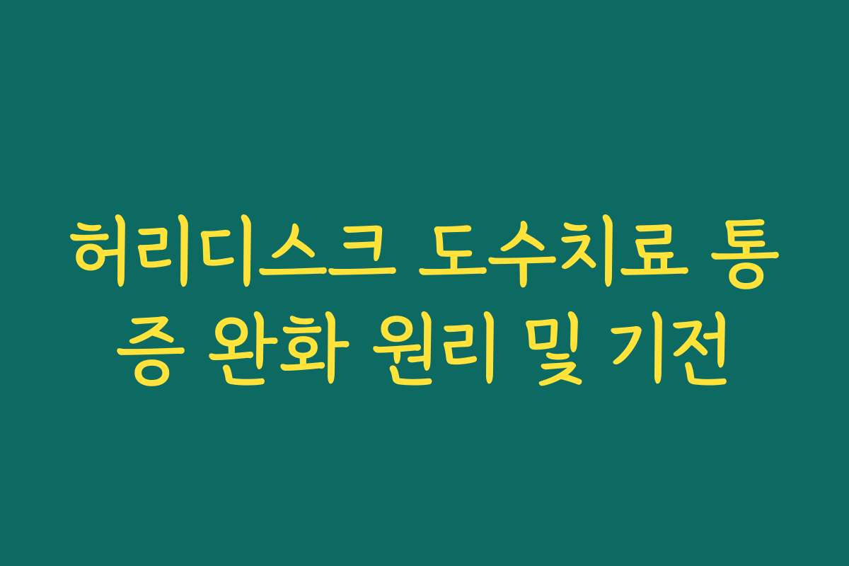 허리디스크 도수치료 통증 완화 원리 및 기전