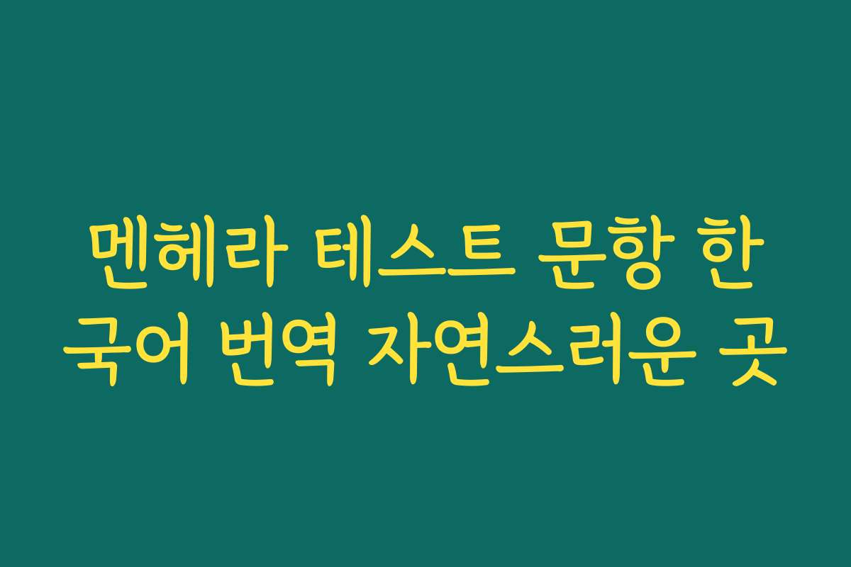 멘헤라 테스트 문항 한국어 번역 자연스러운 곳
