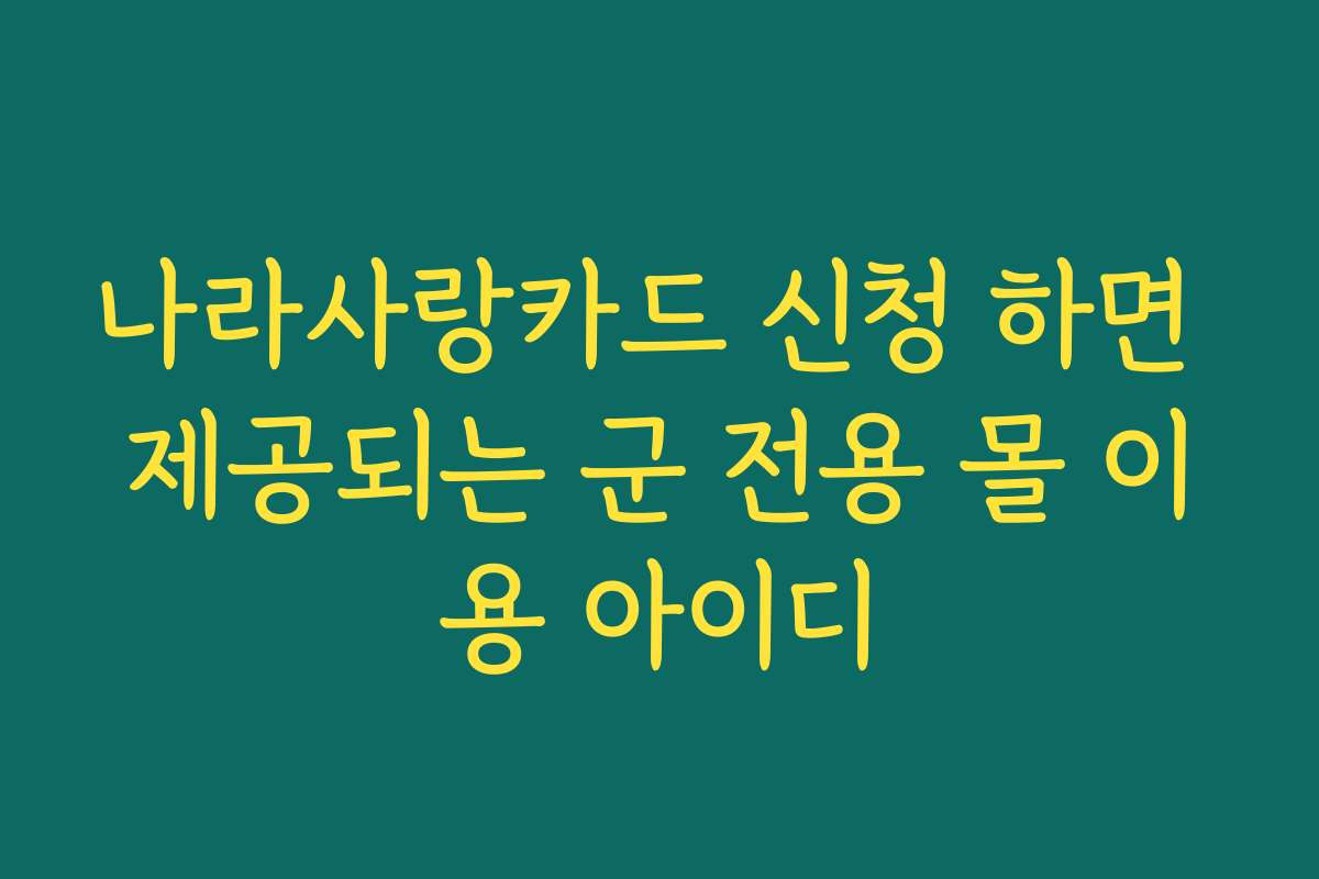 나라사랑카드 신청 하면 제공되는 군 전용 몰 이용 아이디
