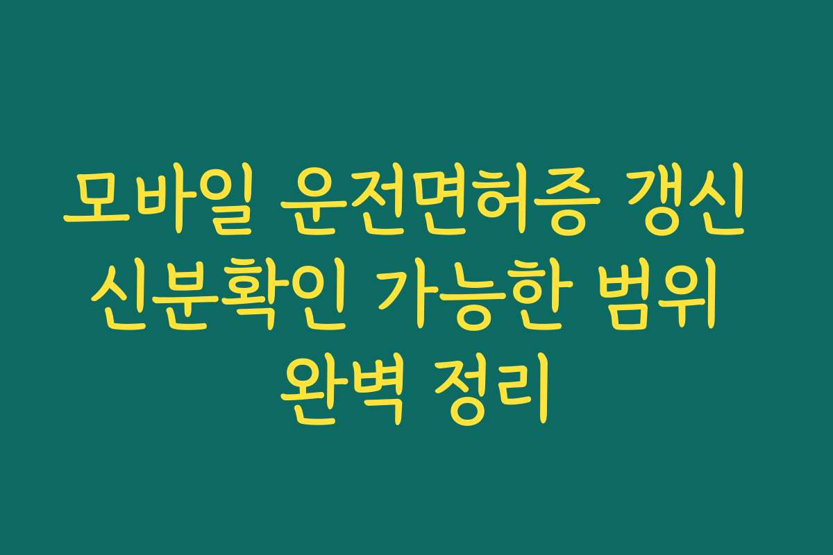 모바일 운전면허증 갱신 신분확인 가능한 범위 완벽 정리