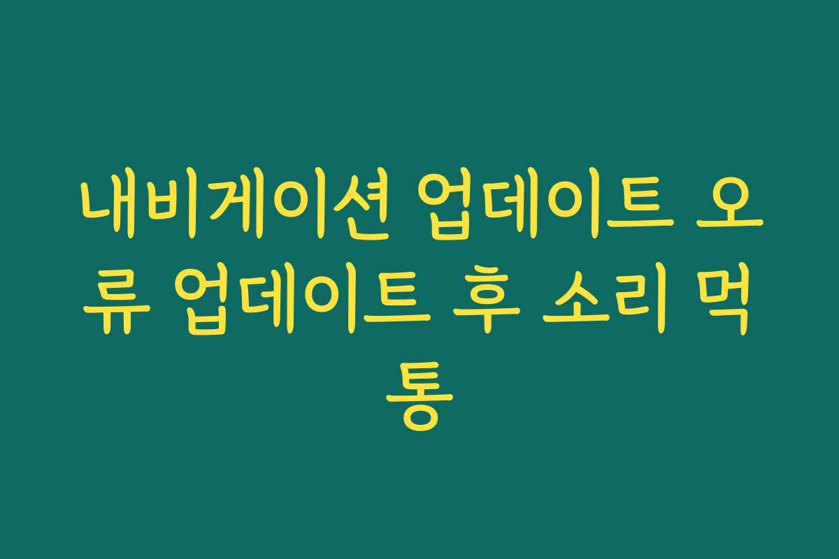 내비게이션 업데이트 오류 업데이트 후 소리 먹통