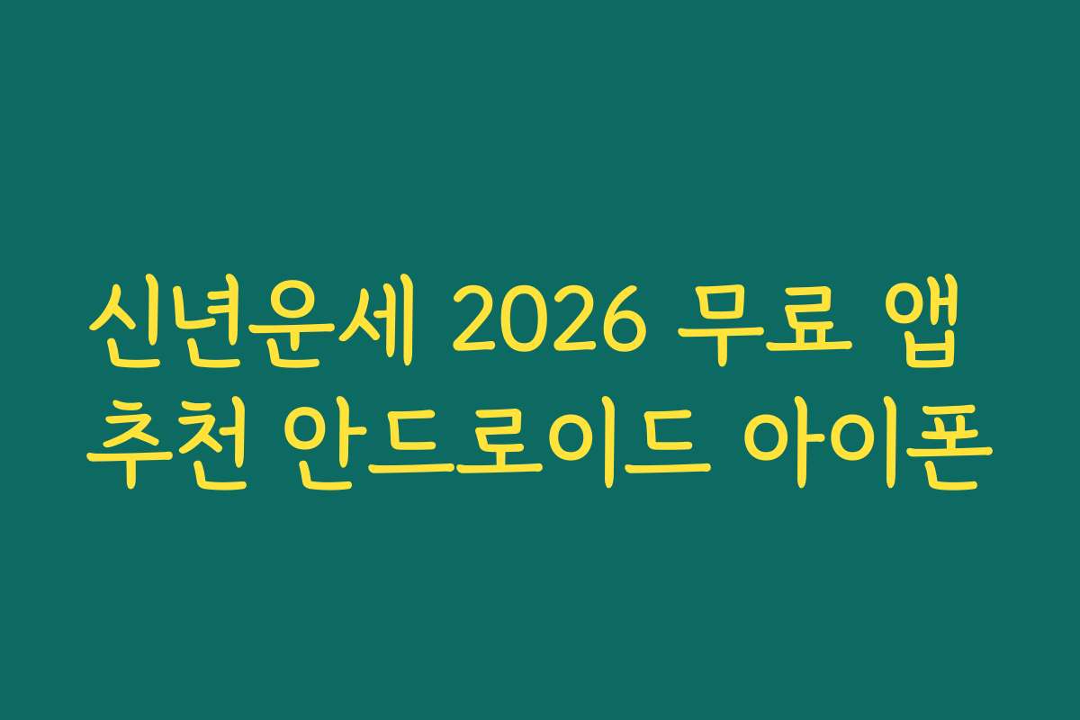 신년운세 2026 무료 앱 추천 안드로이드 아이폰