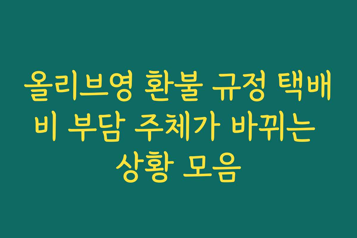 올리브영 환불 규정 택배비 부담 주체가 바뀌는 상황 모음