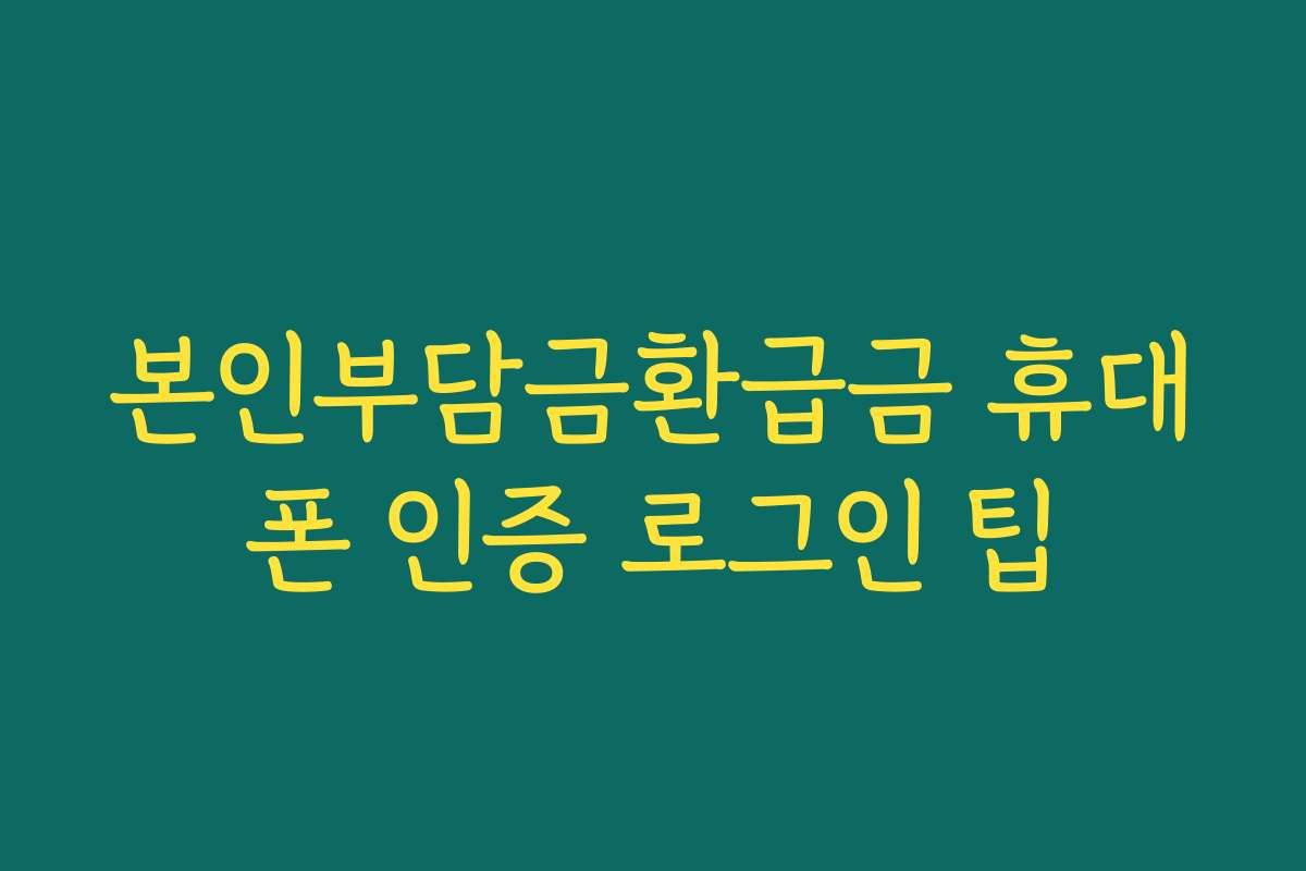 본인부담금환급금 휴대폰 인증 로그인 팁