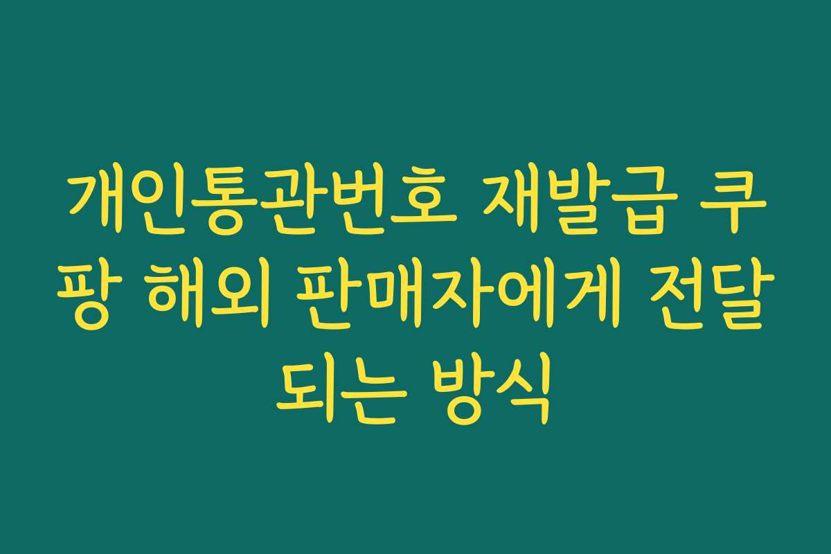 개인통관번호 재발급 쿠팡 해외 판매자에게 전달되는 방식