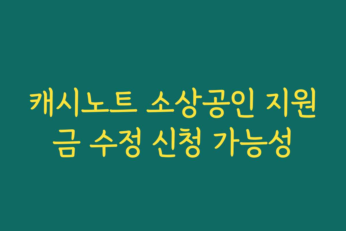 캐시노트 소상공인 지원금 수정 신청 가능성