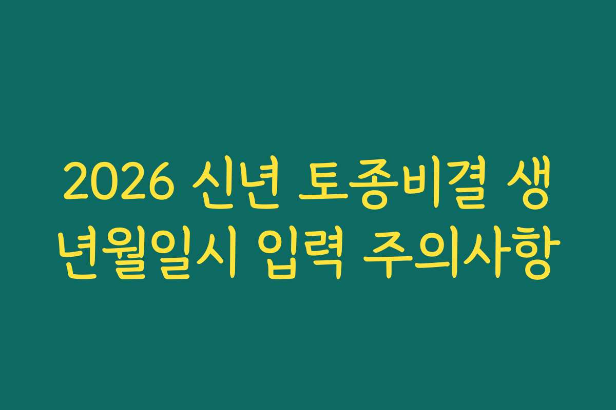 2026 신년 토종비결 생년월일시 입력 주의사항